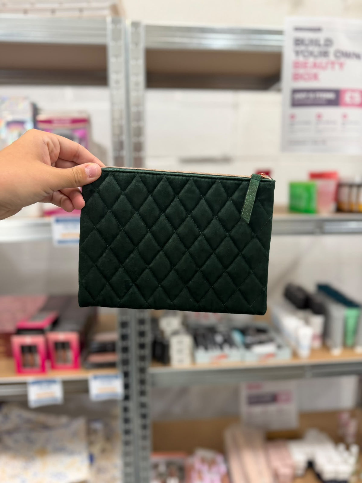 Green Velvet Toiletry Bag