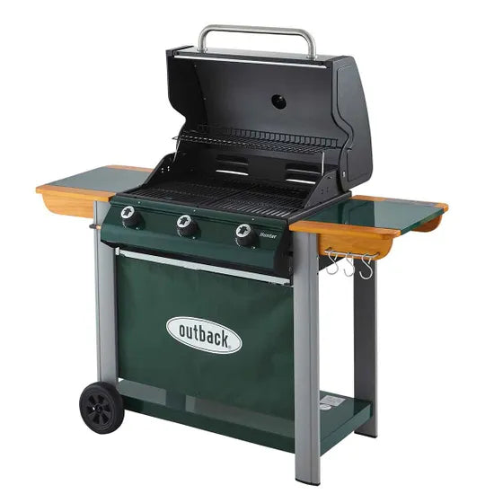 Outback Hunter 3-Burner Hybrid Gas & Charcoal BBQ - Green