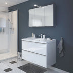 GoodHome Imandra Compact Matt Mirror effect Triple Bathroom Cabinet Mirrored (H)600mm (W)1000mm