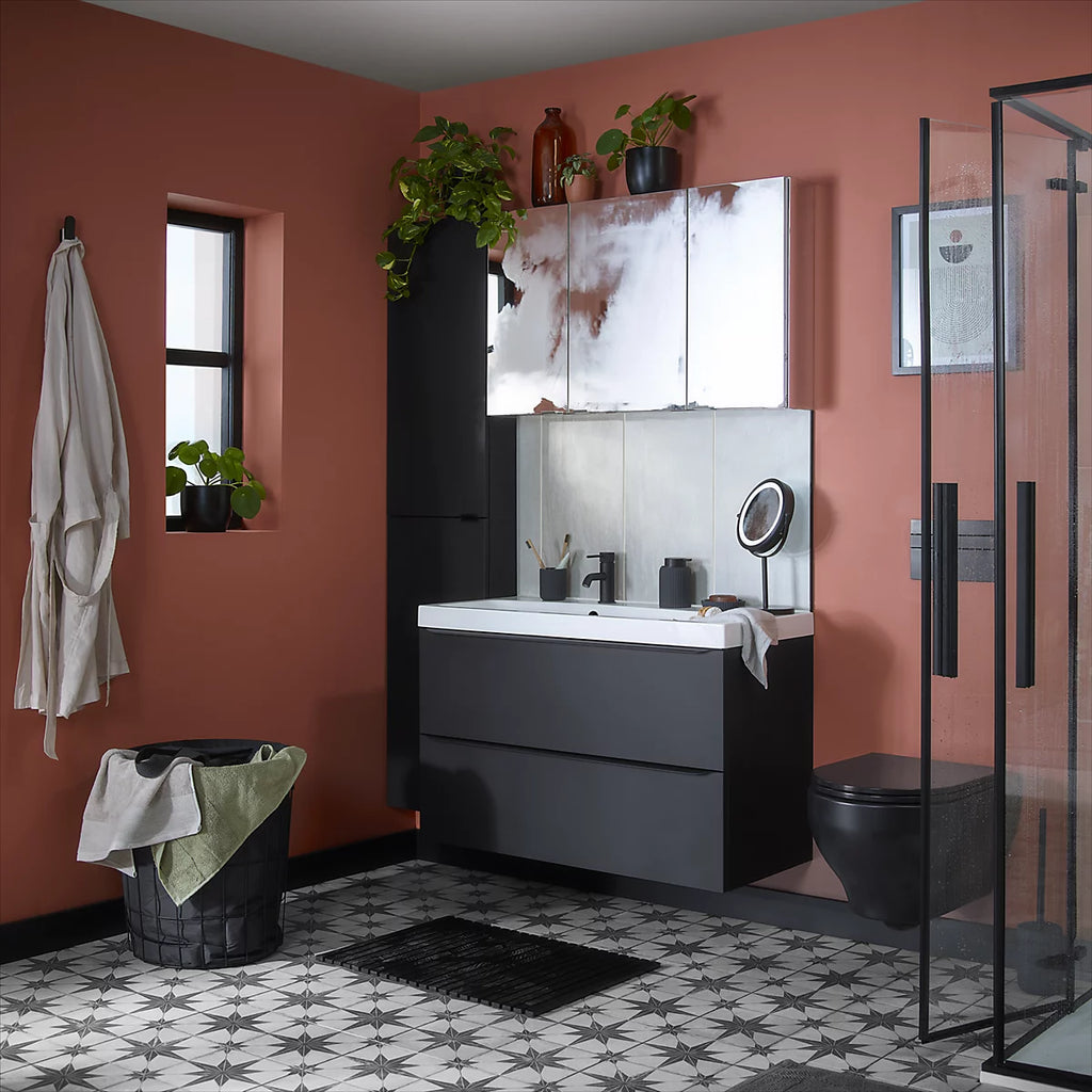 GoodHome Imandra Compact Matt Mirror effect Triple Bathroom Cabinet Mirrored (H)600mm (W)1000mm