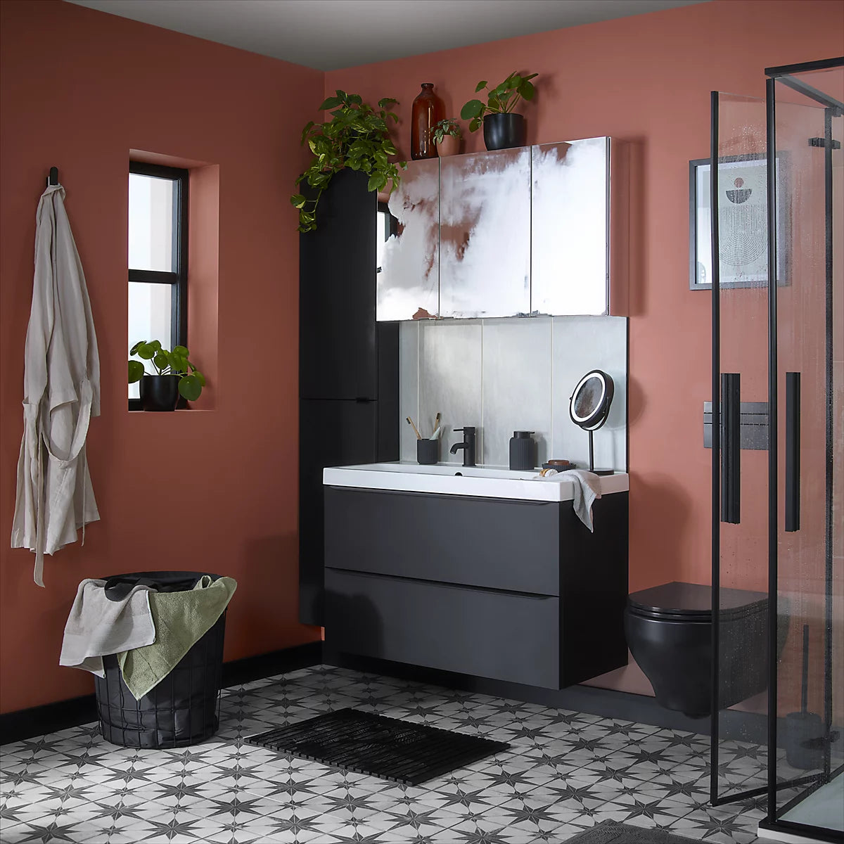 GoodHome Imandra Compact Matt Mirror effect Triple Bathroom Cabinet Mirrored (H)600mm (W)1000mm