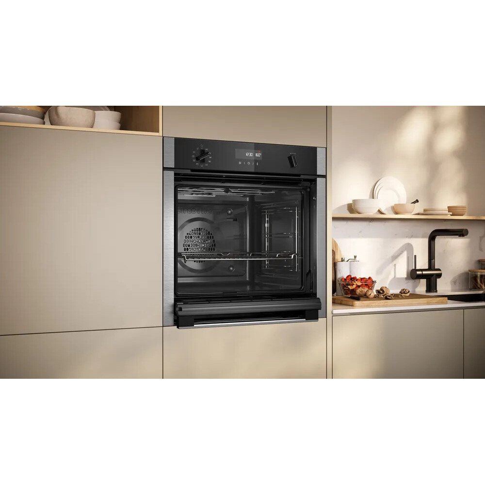NEFF Slide&Hide B6ACH7AN7B Built-in Single Multi-function pyrolytic Electric Oven - Black stainless steel effect