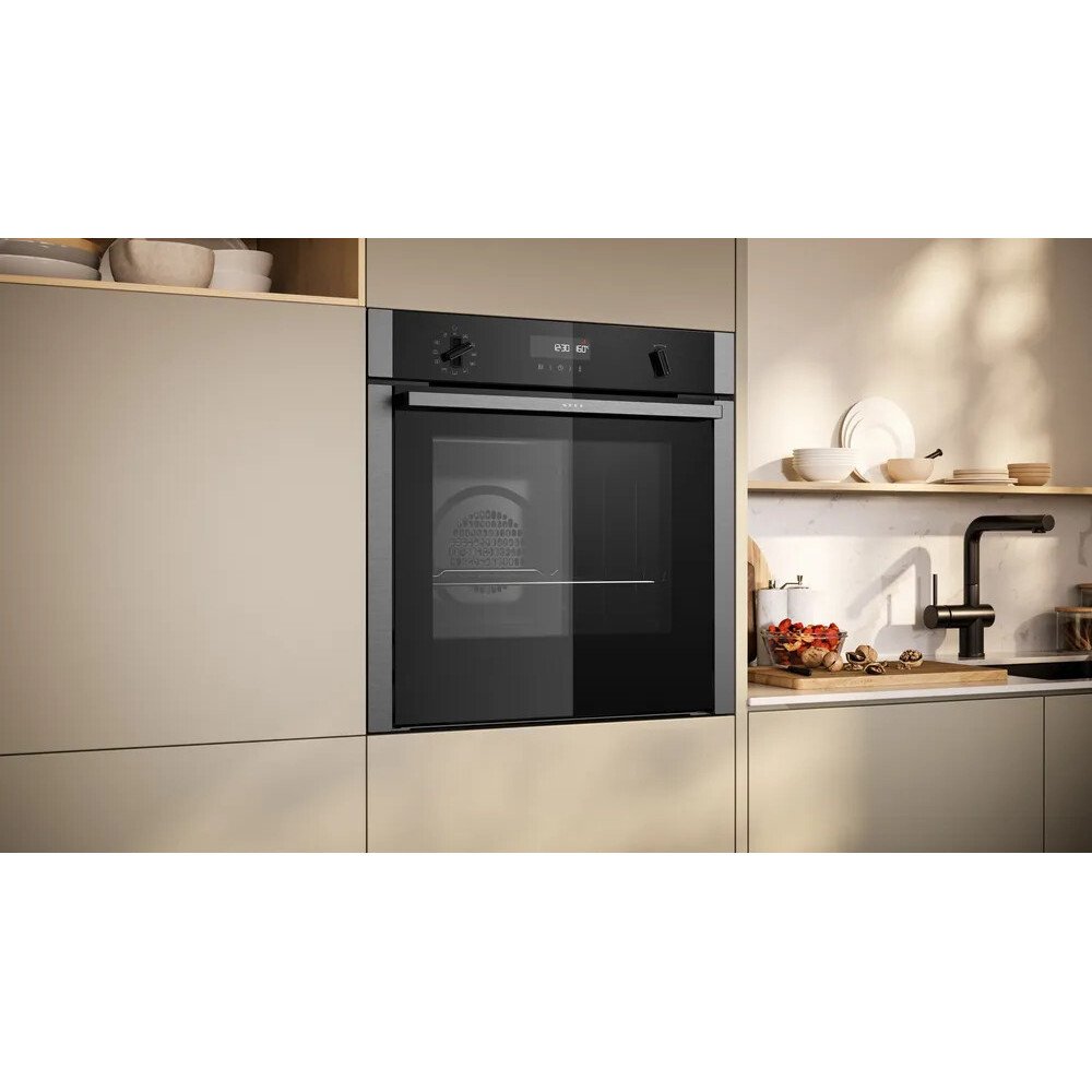 NEFF Slide&Hide B6ACH7AN7B Built-in Single Multi-function pyrolytic Electric Oven - Black stainless steel effect