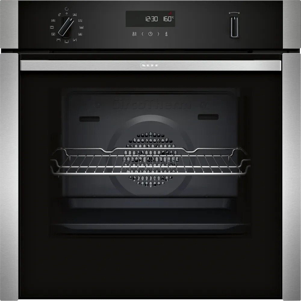 NEFF Slide&Hide B6ACH7AN7B Built-in Single Multi-function pyrolytic Electric Oven - Black stainless steel effect