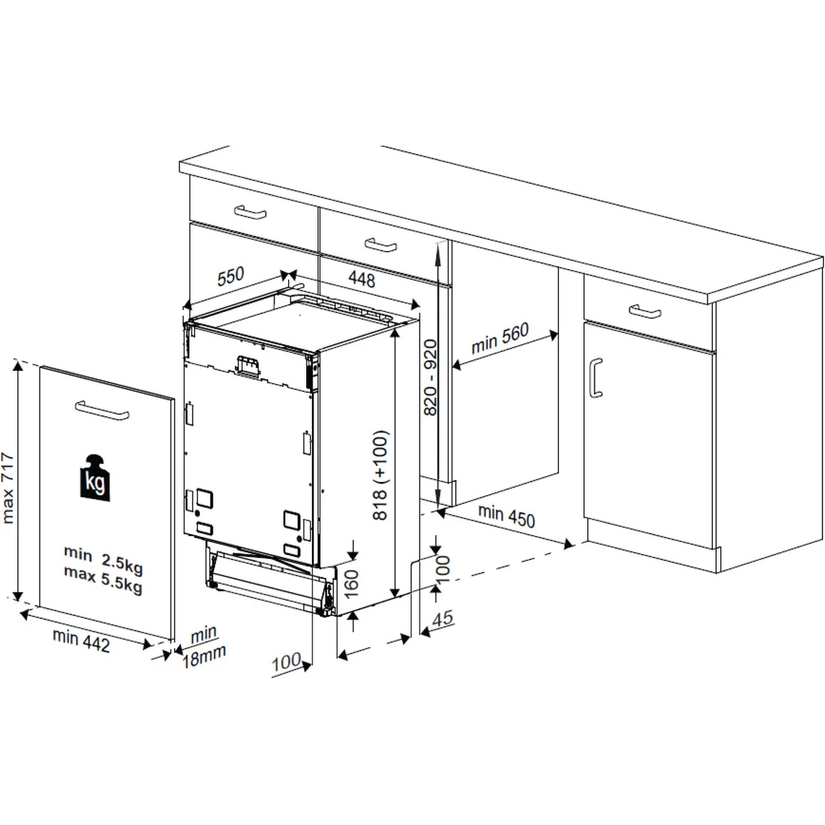 Beko DIS15020 Fully Integrated Slimline Dishwasher