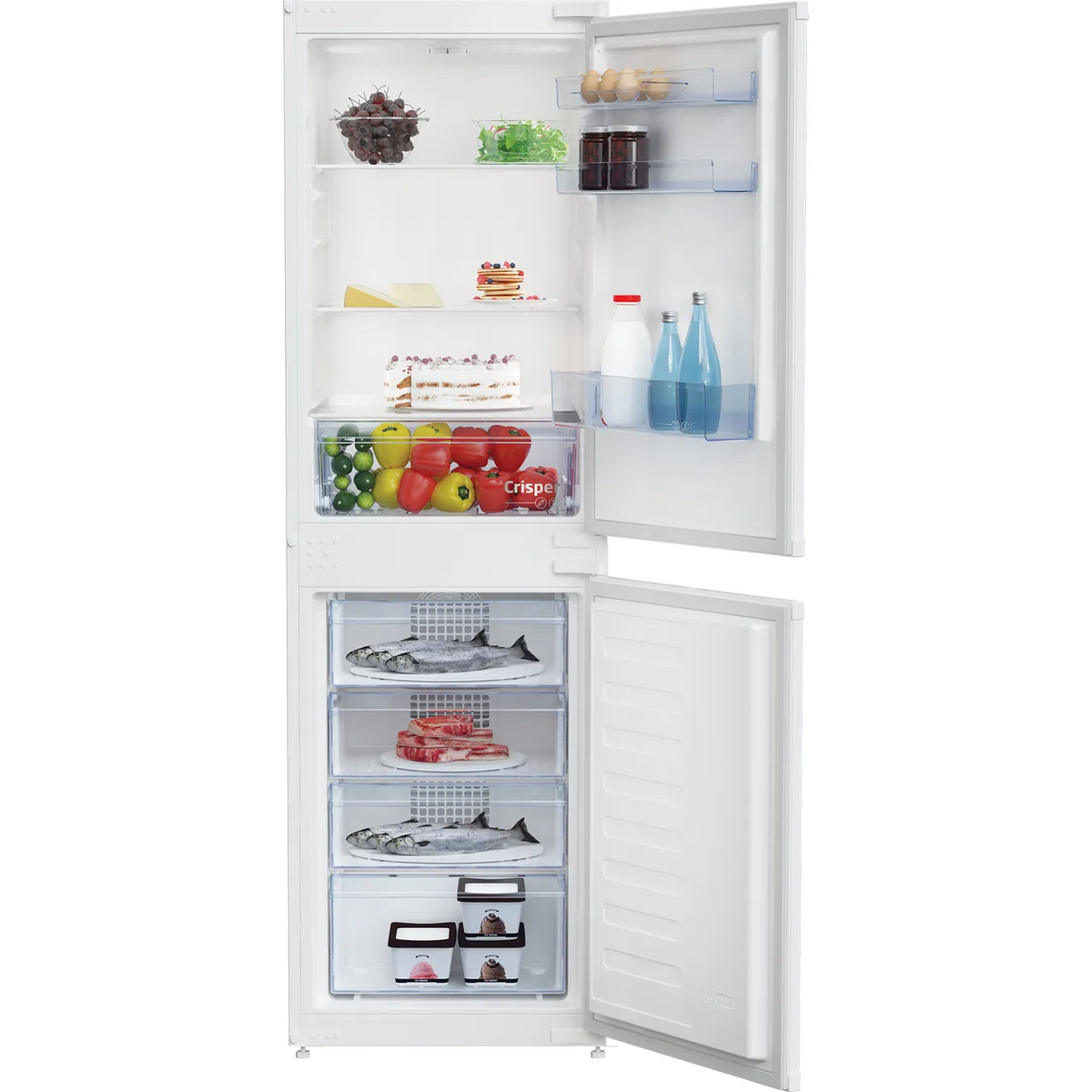 Beko BCFD450 Frost Free Integrated Fridge Freezer, Sliding Hinge, 50/50, E Rated