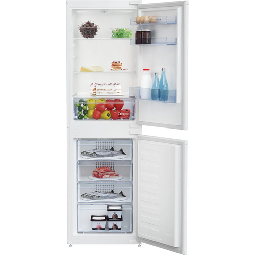 Beko BCFD450 Frost Free Integrated Fridge Freezer, Sliding Hinge, 50/50, E Rated