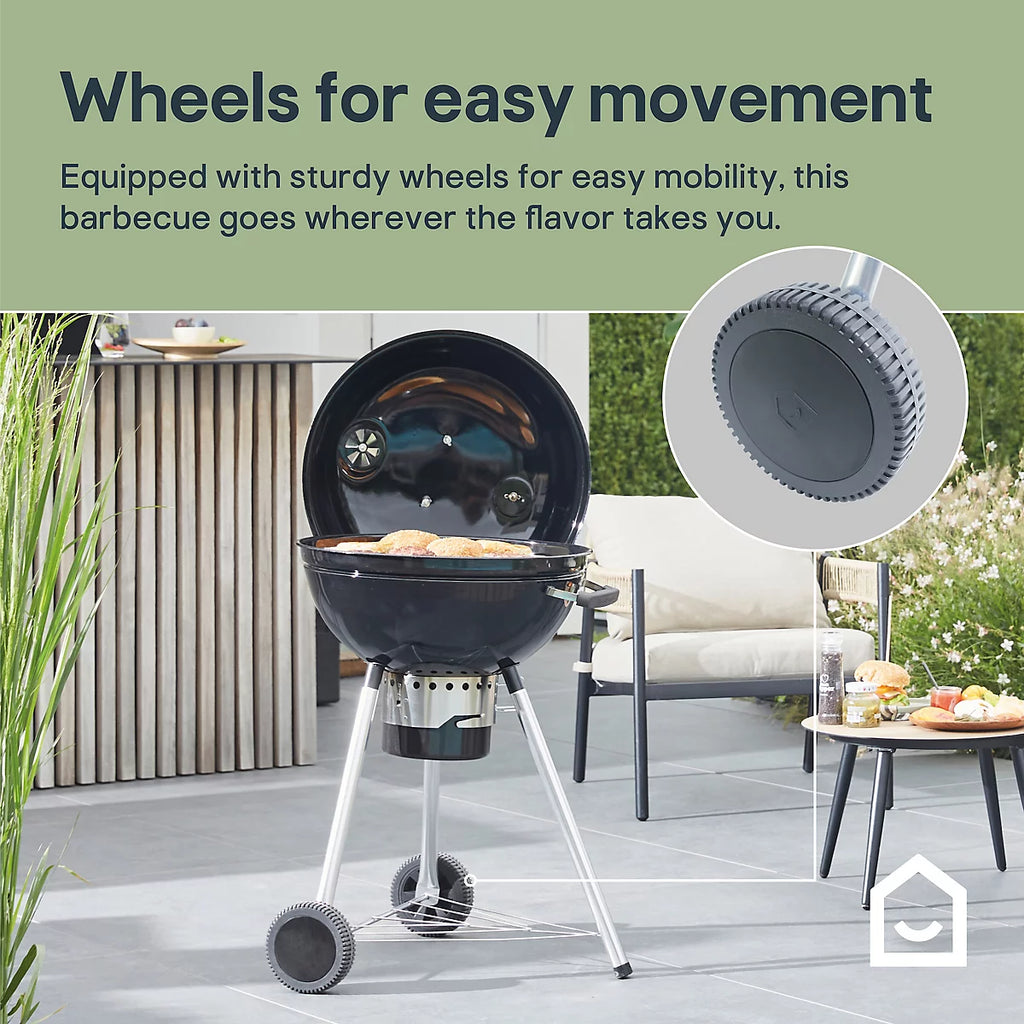 GoodHome Elland Black Charcoal Round BBQ 57cm