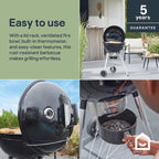 GoodHome Elland Black Charcoal Round BBQ 57cm