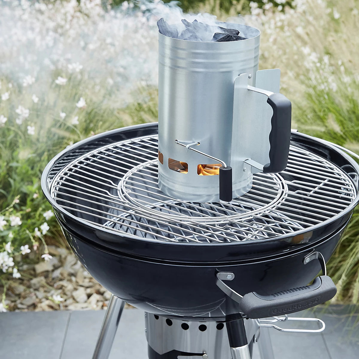 GoodHome Elland Black Charcoal Round BBQ 57cm