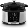 Good Food Electrical Dutch Oven with 12 Cooking Pre-Sets, Removable Cast Iron Pot, Cast Iron, 12 Hour Timer, 1500W, Black & Stainless Steel, Gf16012