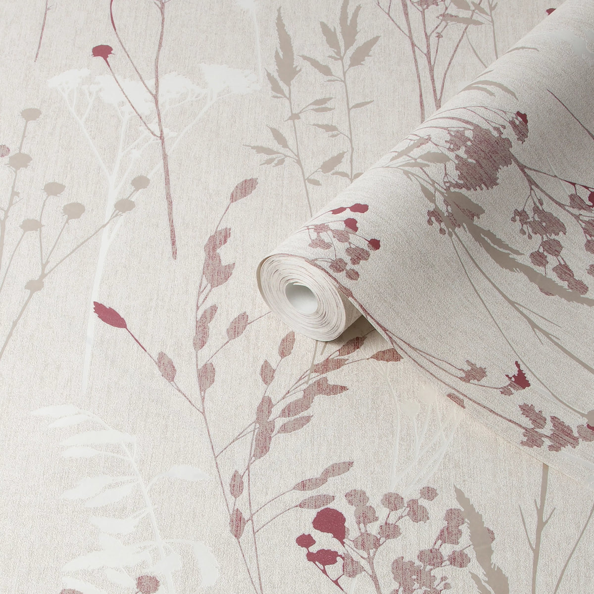 Goodhome Pio Cream & Red Floral Textured Wallpaper