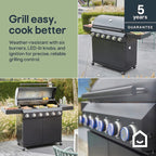 GoodHome Praden Black 6 burner Gas BBQ