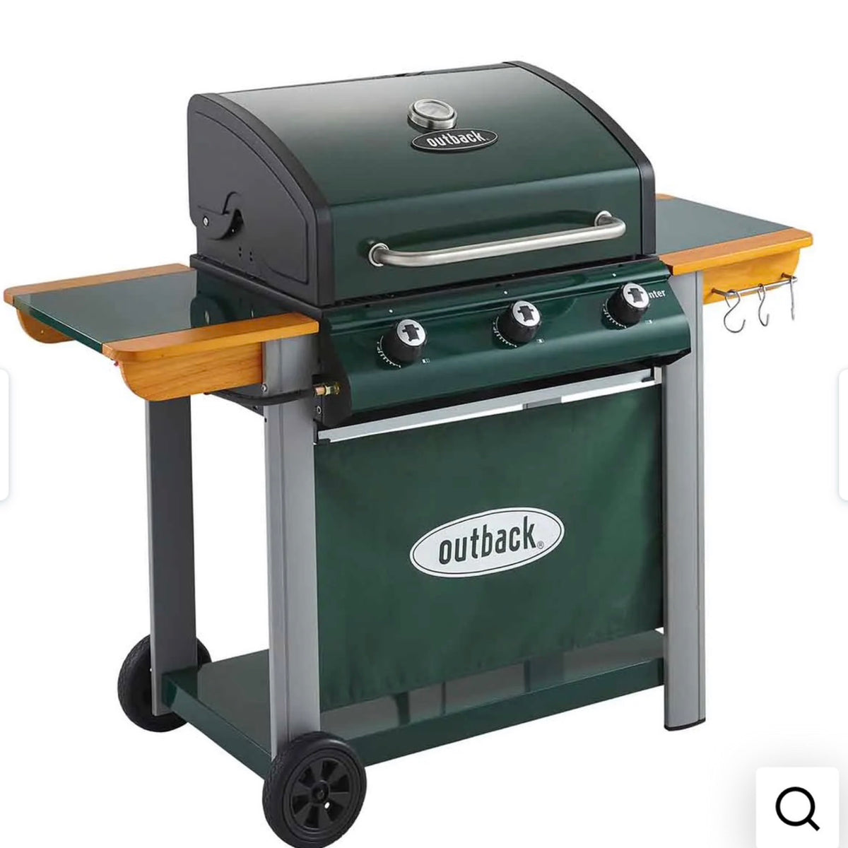 Outback Hunter 3-Burner Hybrid Gas & Charcoal BBQ - Green