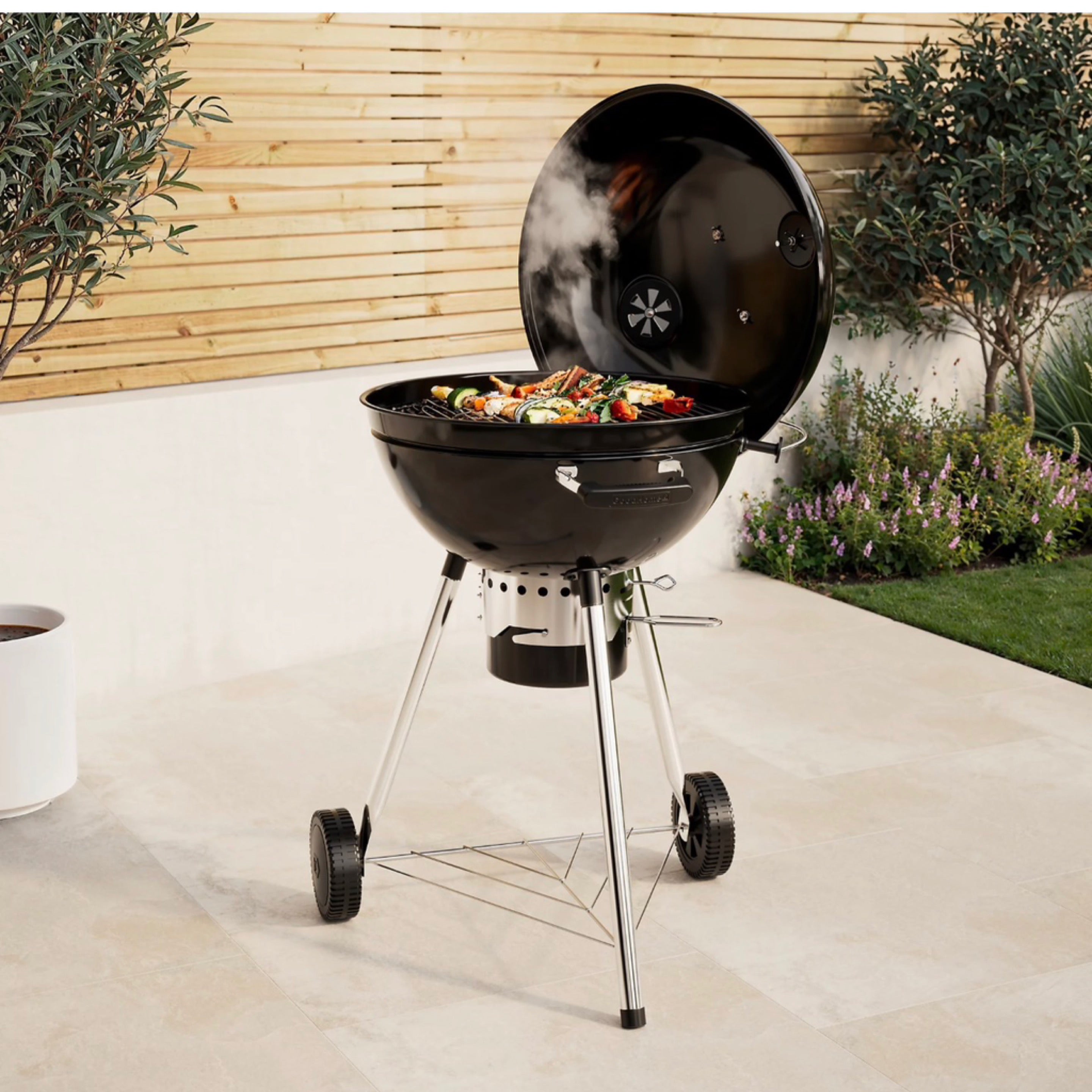 GoodHome Elland Black Charcoal Round BBQ 57cm