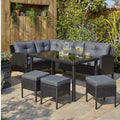 Black Orlando Outdoor Corner Rattan Sofa Dining Set 5 Piece