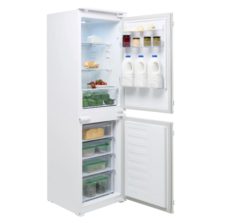 Beko BCFD450 Frost Free Integrated Fridge Freezer, Sliding Hinge, 50/50, E Rated