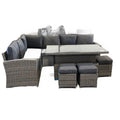 Melody Corner sofa with rising table & 3 stools (grey)