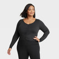 Women's Flex Shirred Cropped Long Sleeve T-Shirt 1X