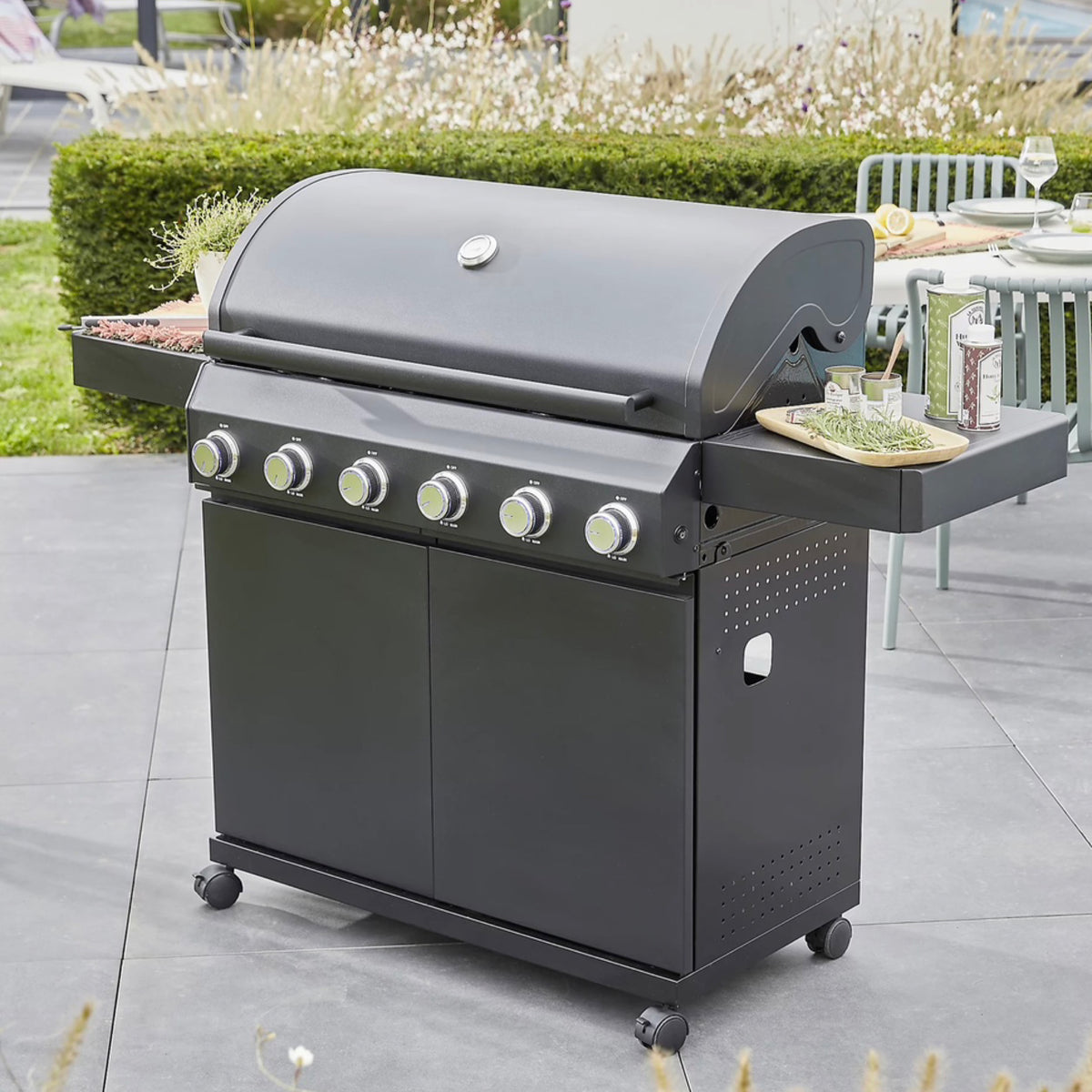 GoodHome Praden Black 6 burner Gas BBQ