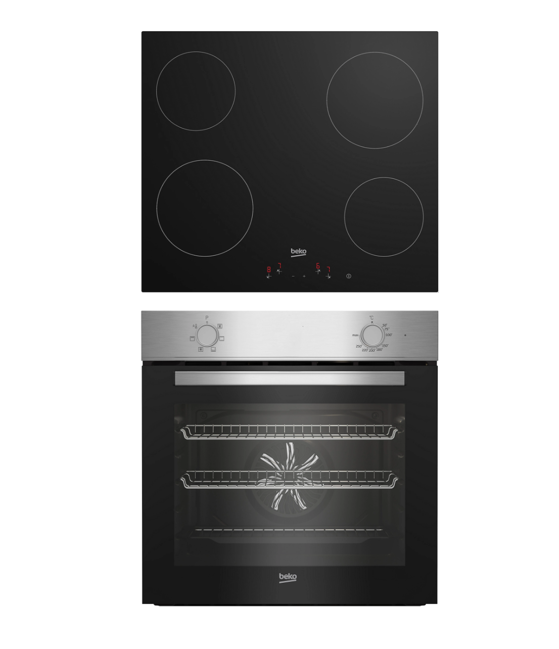 Beko QBSE222X Built-in Multifunction Oven & Hob Pack - Stainless Steel