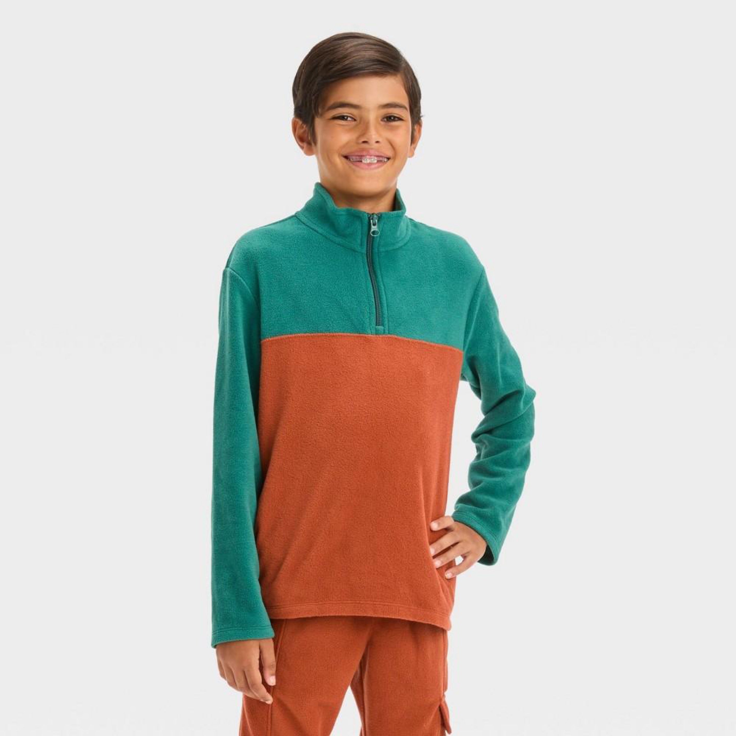 Boys' Fleece Mock Neck Zip-Up Sweatshirt