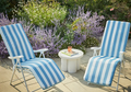 Blue and White Stripe Padded Relaxer Garden Chairs - Set of 2