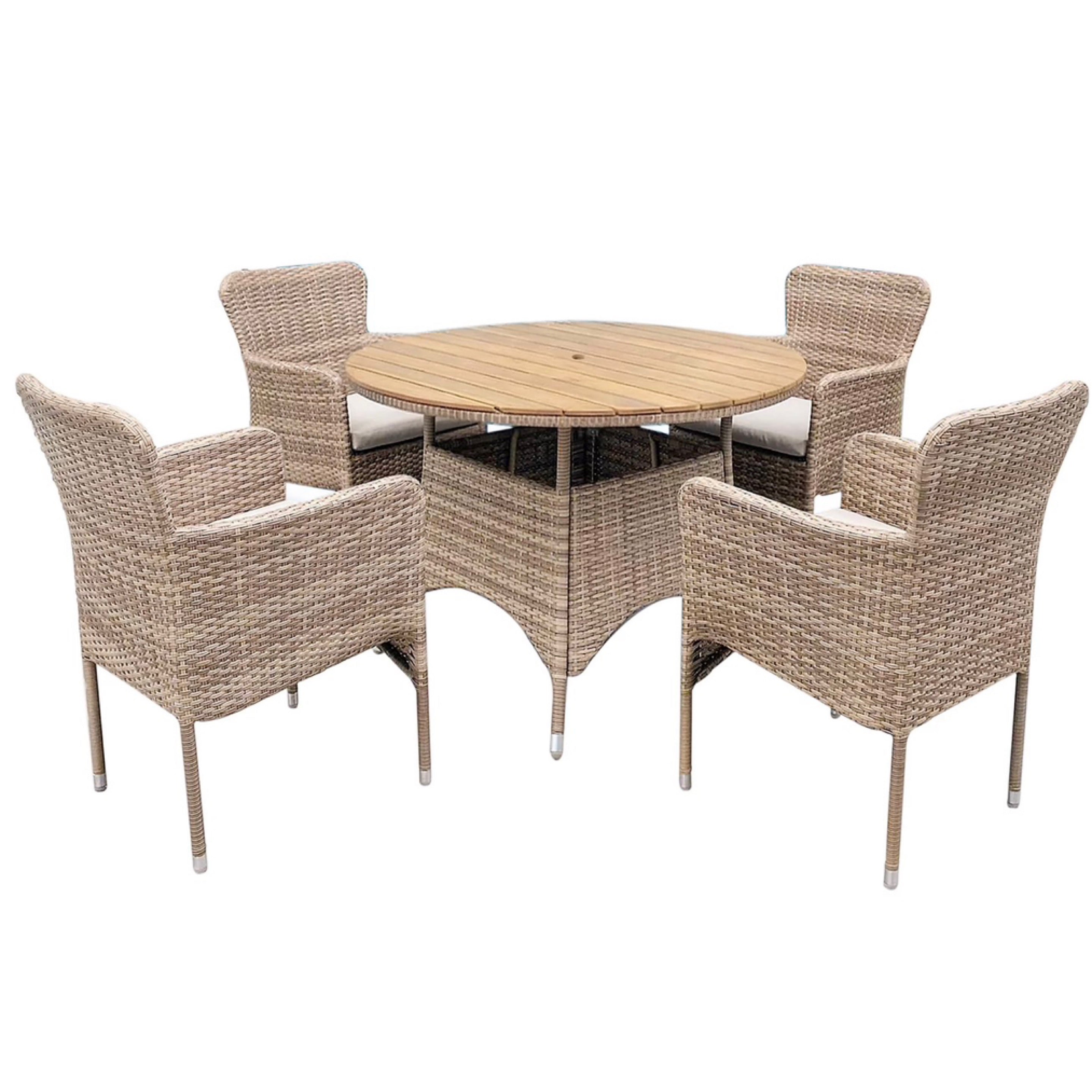 GoodHome Elos Beige Rattan effect 4 seater Dining set