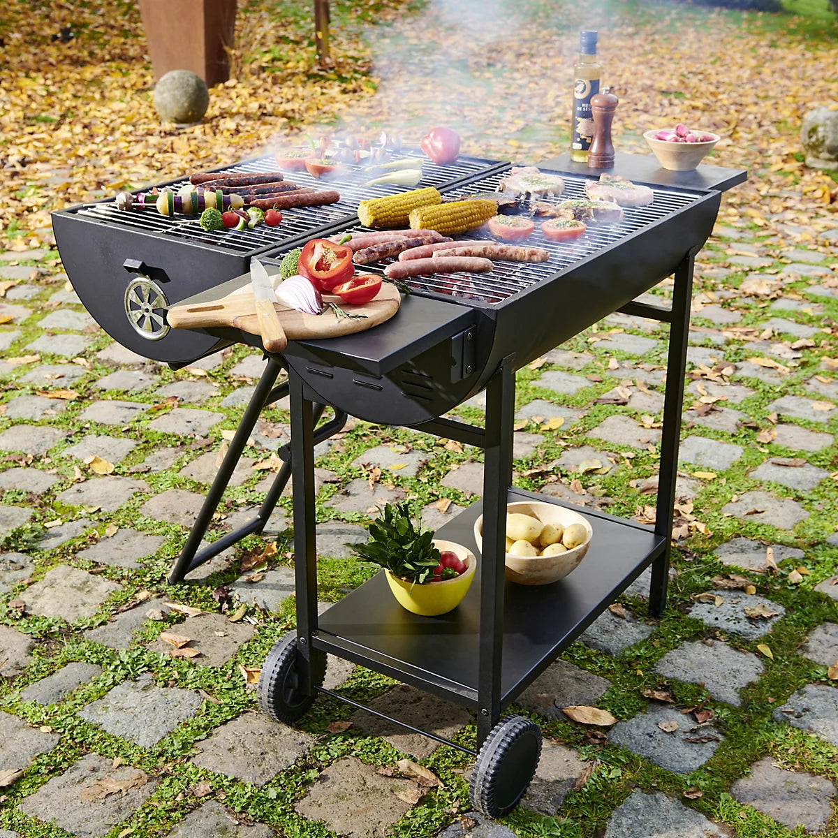 Stockton Black Barrel double grill Charcoal BBQ